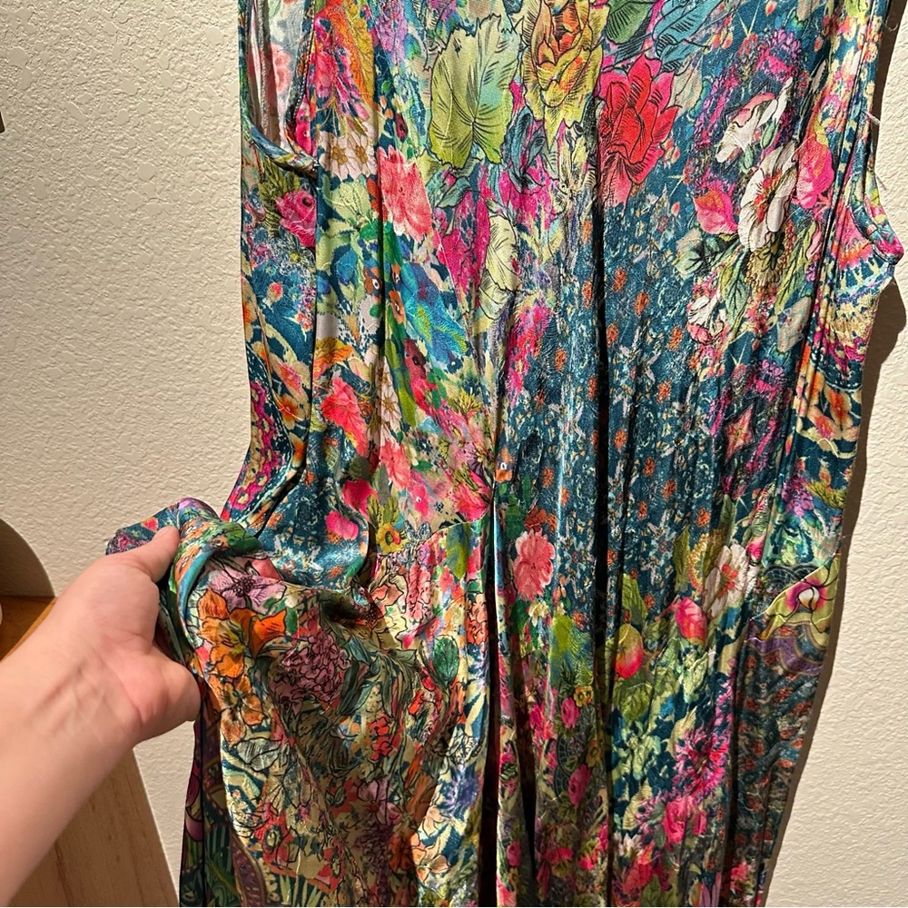 Johnny Was Green Floral Patchwork Maxi Dress - Picture 5 of 8